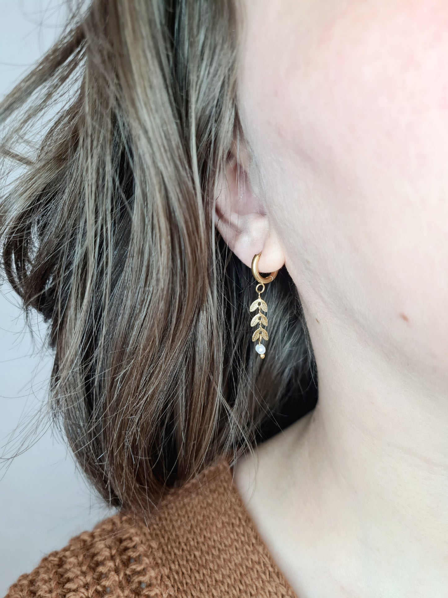 EPIQUE | boucles d’oreilles en acier inoxydable doré et perle d’eau douce