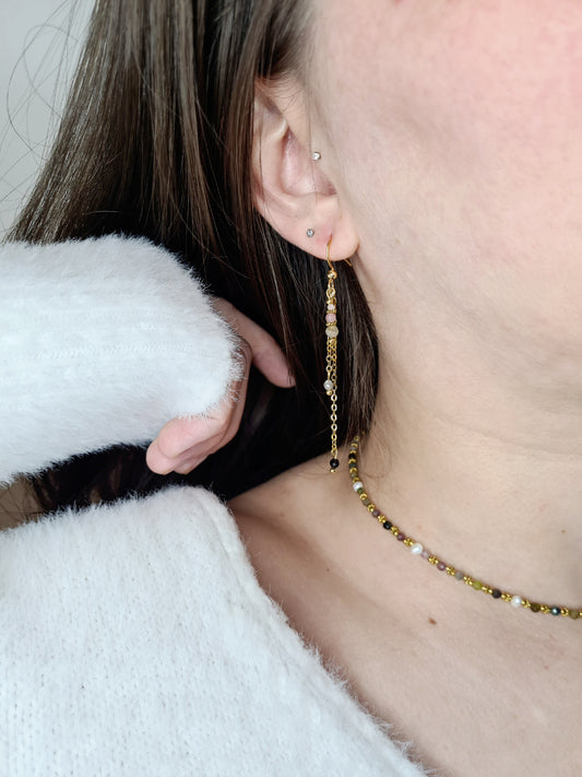 LEITY | boucles d’oreilles en acier inoxydable doré et pierres naturelles