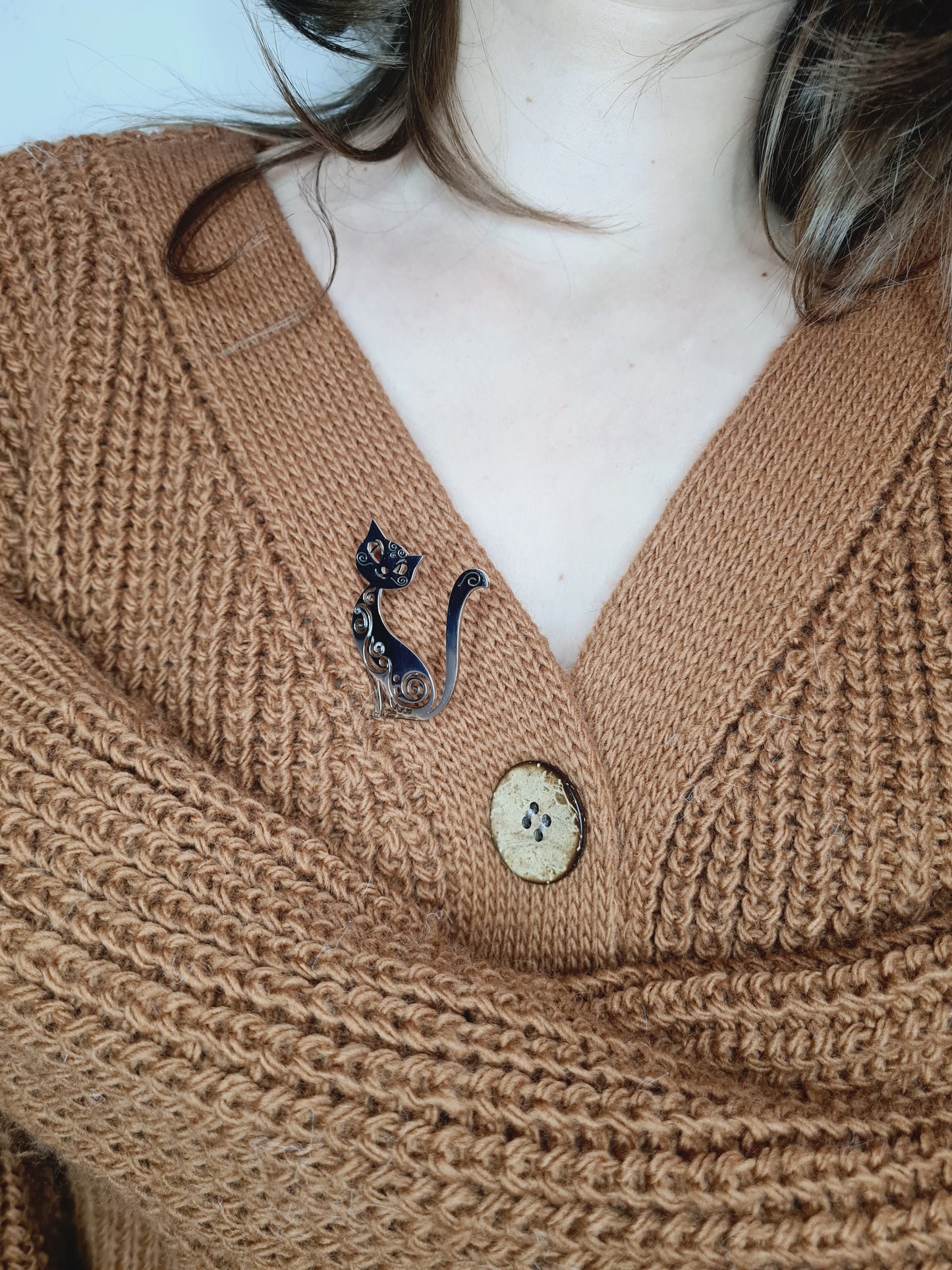 Broche pour vêtement en forme de chat
