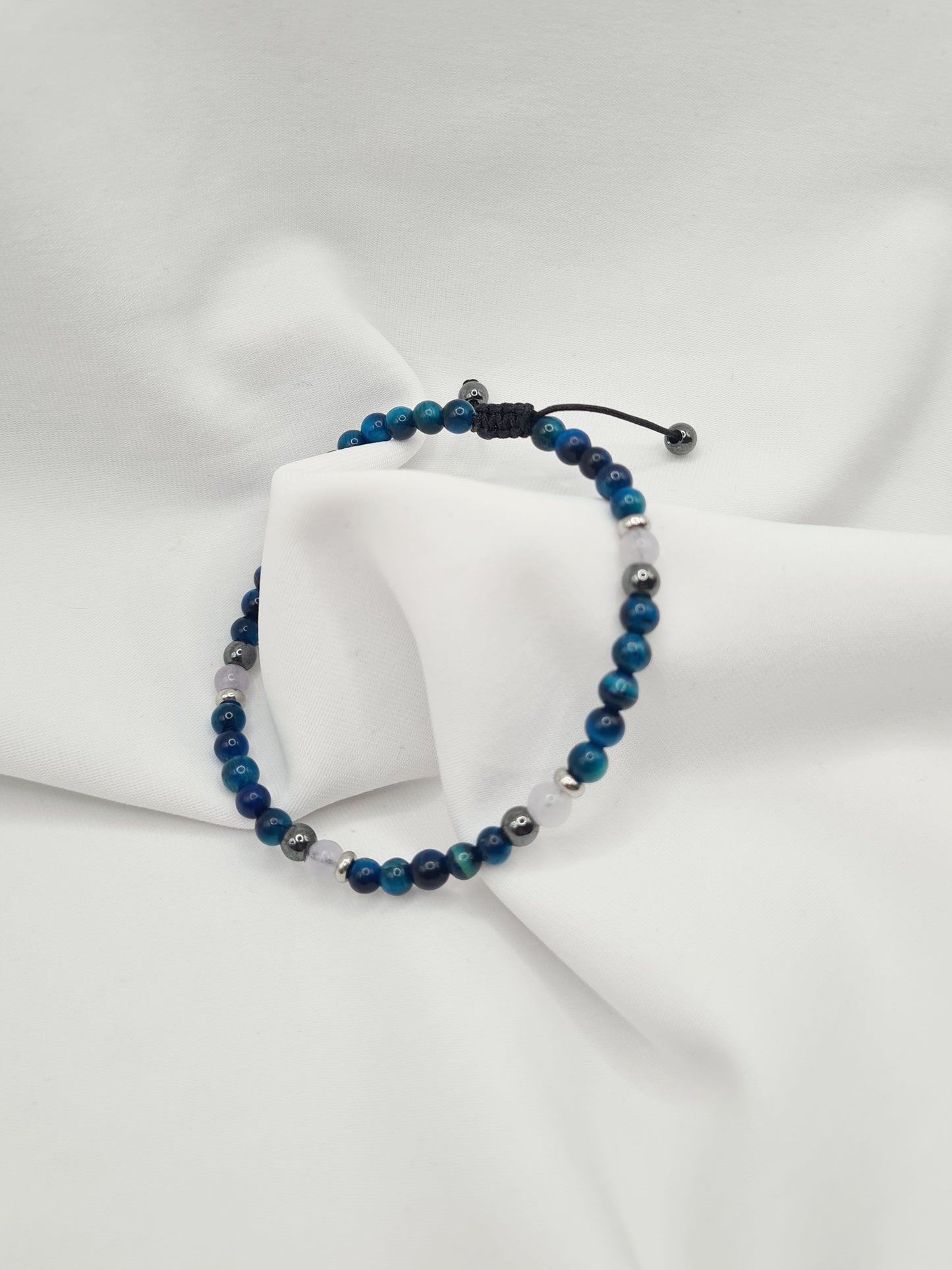 Bracelet CALCEDOINE & OEIL DU TIGRE BLEU