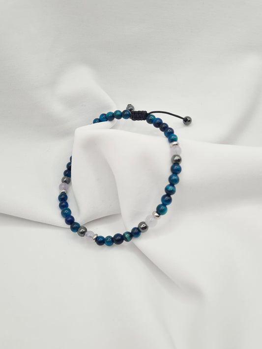 Bracelet CALCEDOINE & OEIL DU TIGRE BLEU